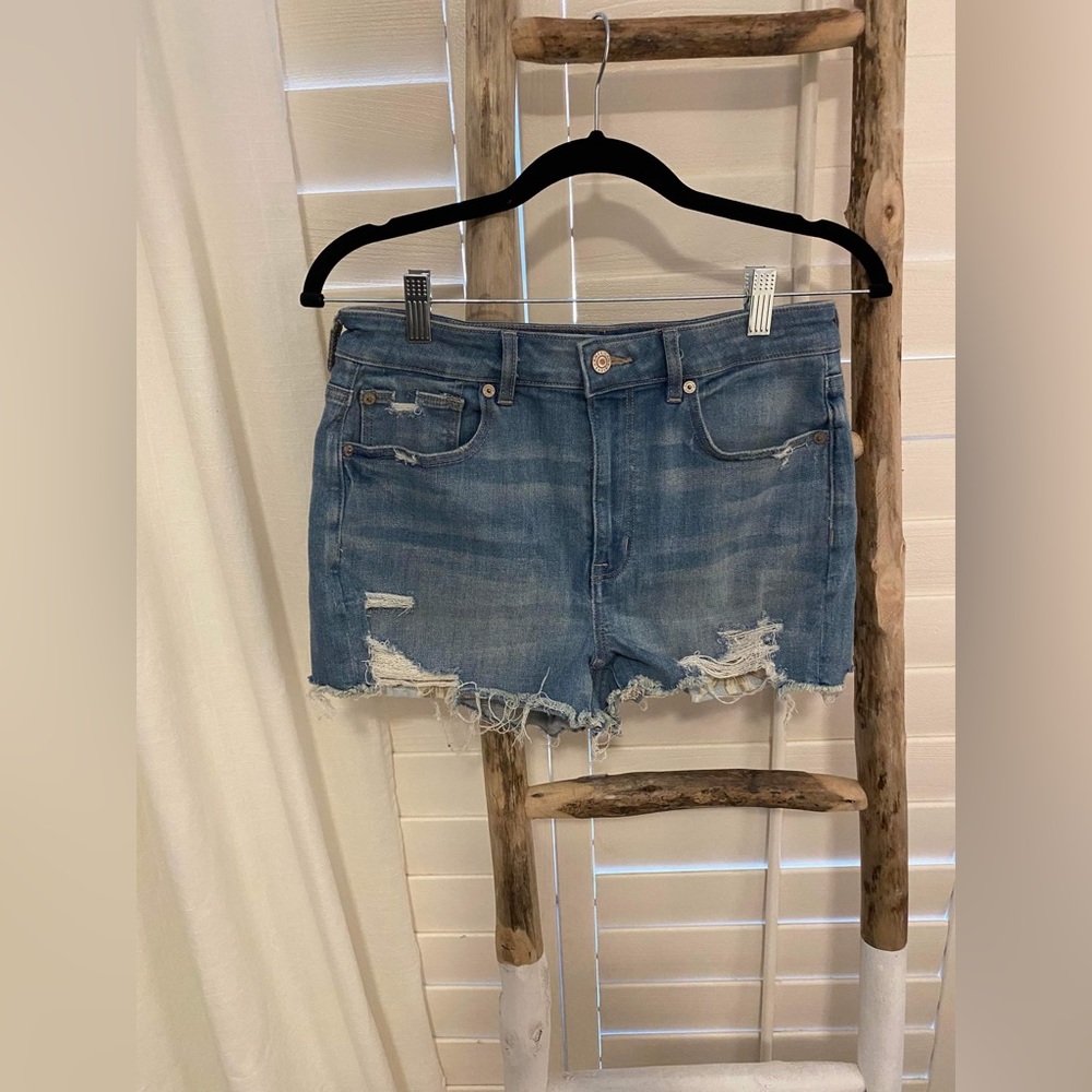 American Eagle Outfitters Distressed Light Blue Denim Jean Shorts